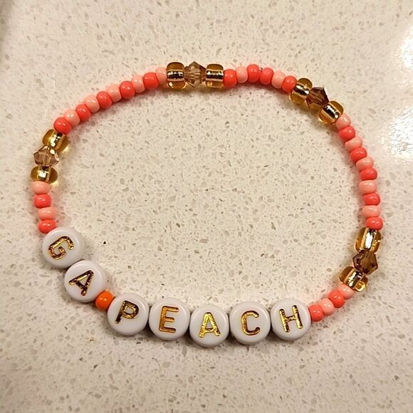 Custom GA Peach Glass Bead Bracelet - Picture 1 of 2